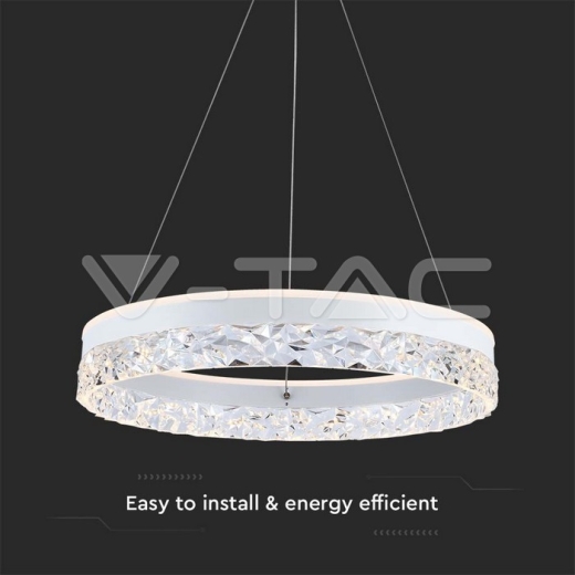 25W LED Designer Hanging Lamp Single Ring 3000K White Body - 2