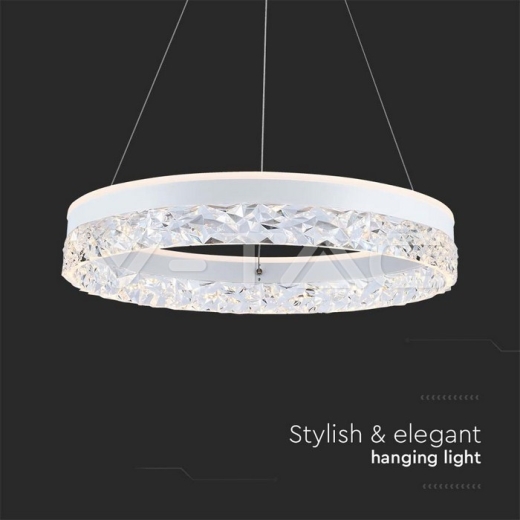 25W LED Designer Hanging Lamp Single Ring 3000K White Body - 3