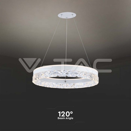 25W LED Designer Hanging Lamp Single Ring 3000K White Body - 4