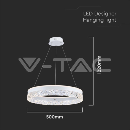 25W LED Designer Hanging Lamp Single Ring 3000K White Body - 5