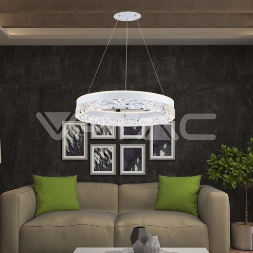 25W LED Designer Hanging Lamp Single Ring 3000K White Body - 7