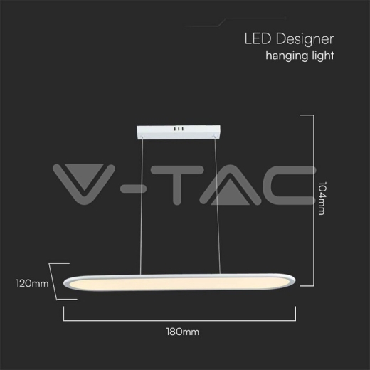 24W LED Hanging Lamp (80*100CM) 4000K White Body - 6