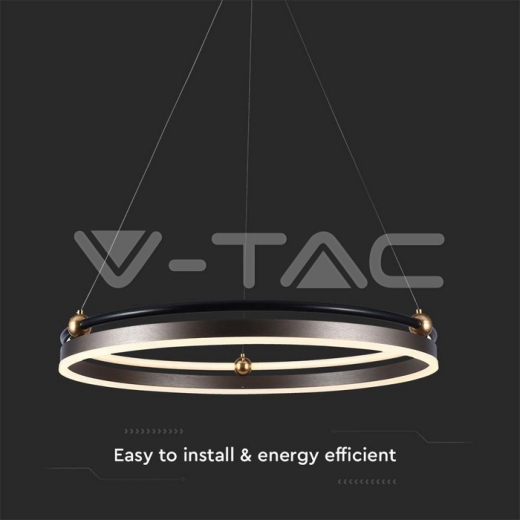 Lámpara colgante LED de diseño 30W con un solo anillo y cuerpo color café 3000K - 2