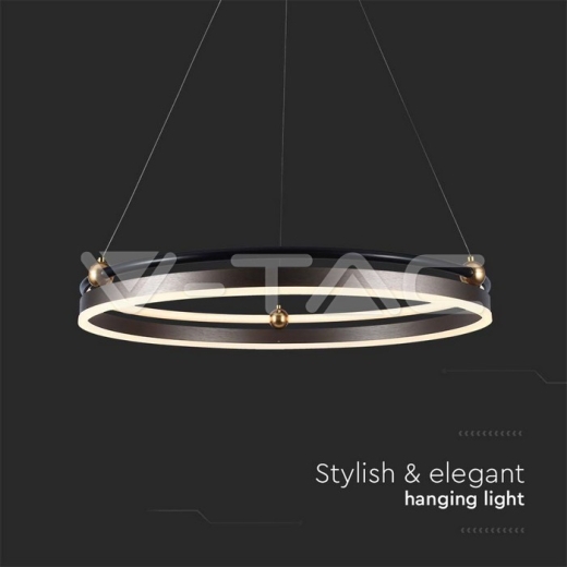 Lámpara colgante LED de diseño 30W con un solo anillo y cuerpo color café 3000K - 3