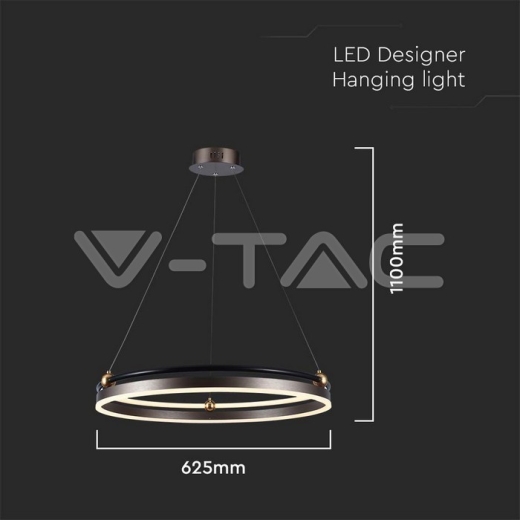 Lámpara colgante LED de diseño 30W con un solo anillo y cuerpo color café 3000K - 5
