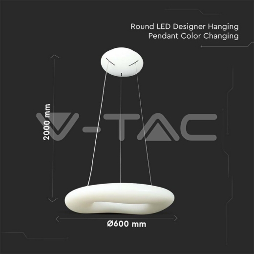 36W Pendant Round Color Changing D:600*H2000 Dimmable White - 8