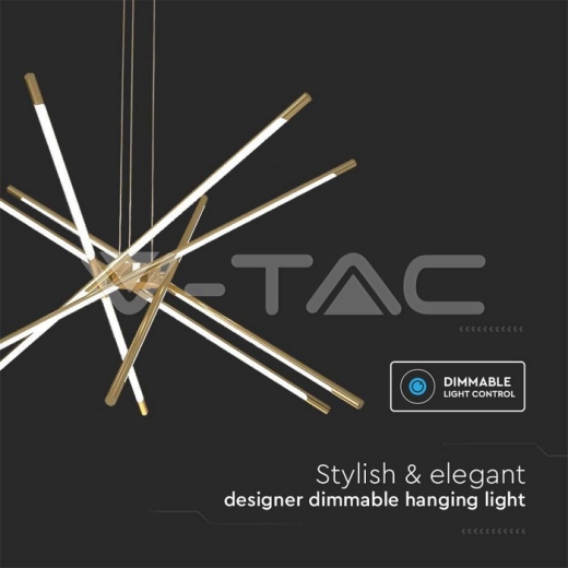 42W LED Designer Hanging Light 85*31*120CM Gold Body 3000K - 3