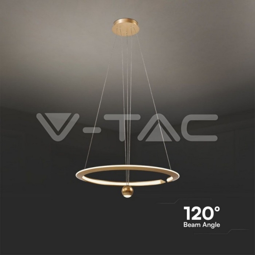 45W LED Hanging Pendant Lamp D600*1500mm 3000K Dimmable Brush Gold - 6