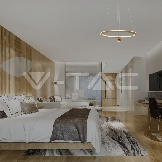 45W LED Hanging Pendant Lamp D600*1500mm 3000K Dimmable Brush Gold - 8