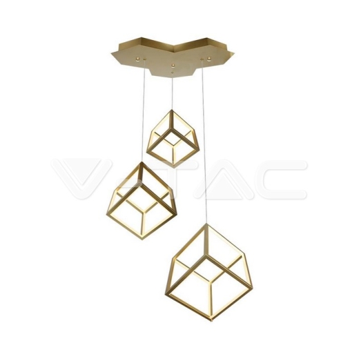 46W LED Designer Hanging Light 3000K Gold Body - 1