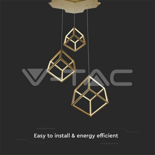 46W LED Designer Hanging Light 3000K Gold Body - 2