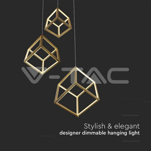 46W LED Designer Hanging Light 3000K Gold Body - 3