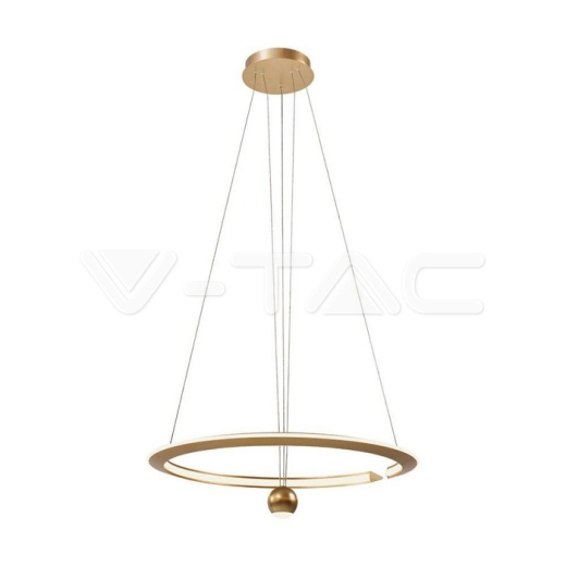 45W LED Hanging Pendant Lamp D600*1500mm 4000K Dimmable Brush Gold - 1