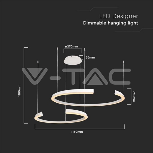 48W LED Designer Lámpara colgante 1100 * 800 * 1200 mm Triac Dimmable 4000K Blanco - 5