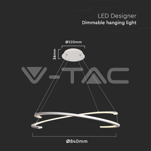 48W LED Designer Hanging Light 800*1200mm Triac Dimmable 4000K White - 5