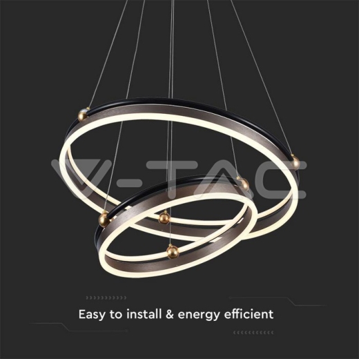 Lámpara colgante LED de diseño 50W con doble anillo y cuerpo color café 3000K - 2