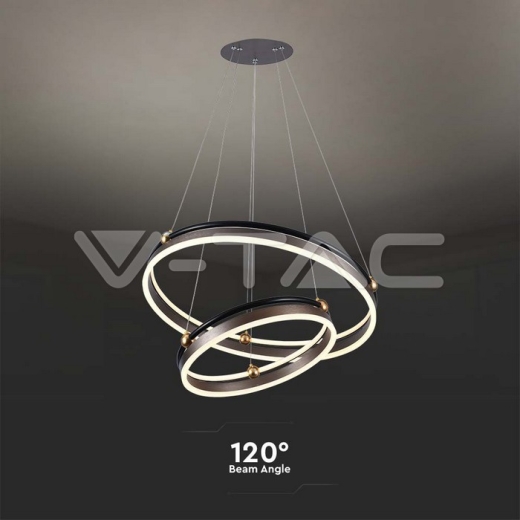Lámpara colgante LED de diseño 50W con doble anillo y cuerpo color café 3000K - 4