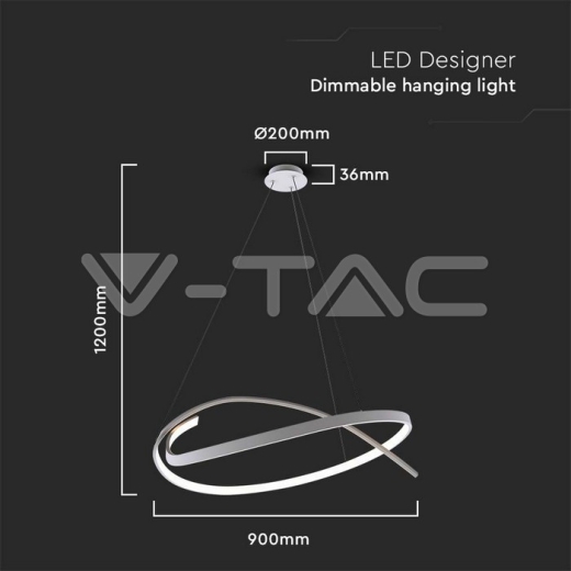 48W LED Designer Hanging Light 800*1200mm Triac Dimmable 4000K White - 4