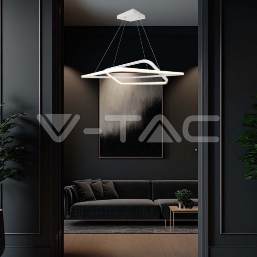 50W LED Designer Metal Hanging Light 600 x 600 x 1200mm White 3000K Dimmable - 5