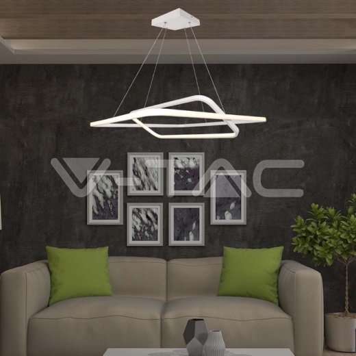 50W LED Designer Metal Hanging Light 600 x 600 x 1200mm White 3000K Dimmable - 6