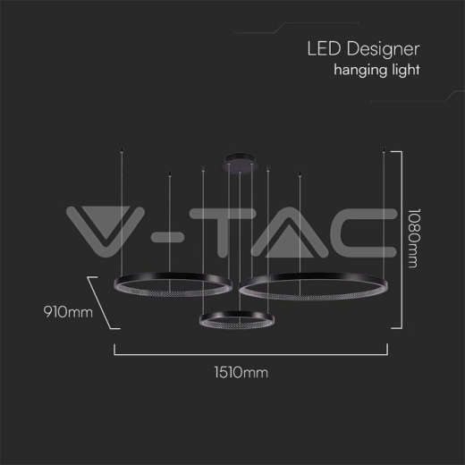 Lámpara colgante LED de diseño 57W Cristal negro 3000K - 5