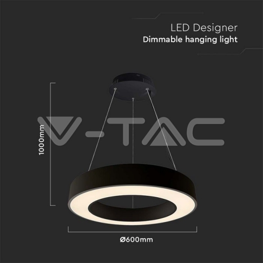 50W LED Designer Hanging Light Triac Dimmable 4000K Black - 6