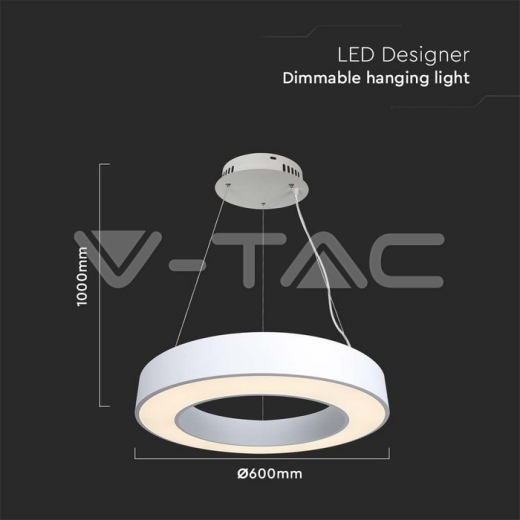 50W LED Designer Hanging Light Triac Dimmable 4000K White - 6