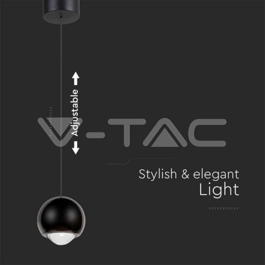 5W LED Hanging Pendant Light Black Body 3000K - 3