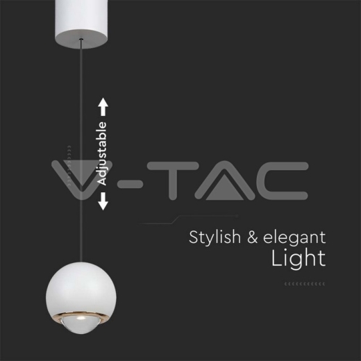 5W LED Hanging Pendant Light White Body 3000K - 3