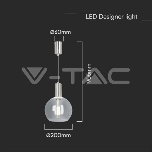 5W LED Pendant Light 3000K Clear Glass - 2