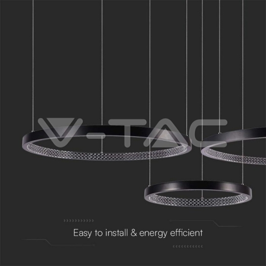 57W LED Designer Hanging Lamp Crystal Black 4000K - 2