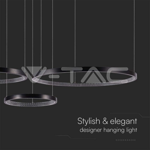 57W LED Designer Hanging Lamp Crystal Black 4000K - 3