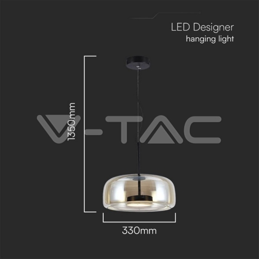6W LED Designer Pendant Lamp Metal + Glass Body D350*H170 3000K - 3