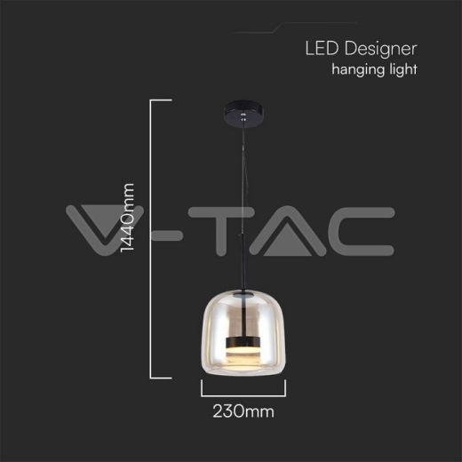 6W LED Designer Pendant Lamp Metal + Glass Body D250*H240 3000K - 3