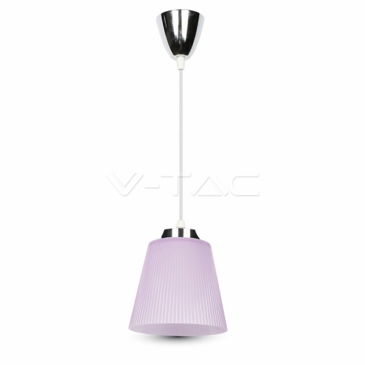 7W LED Pendant Light Natural White Chrome Body Purple Shade - 1