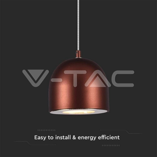 8.5W LED Hanging Lamp Φ100 Adjustable Wire Touch On/Of Brown Body 3000K - 2