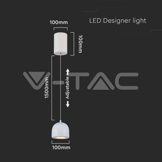 8.5W LED Hanging Lamp Φ100 Adjustable Wire Touch On/Of Grey Body 3000K - 6