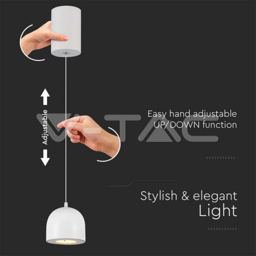 8.5W LED Hanging Lamp Φ100 Adjustable Wire Touch On/Of White Body 3000K - 3