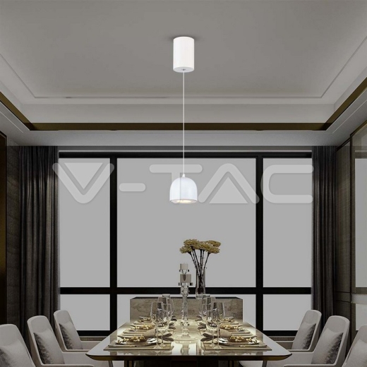 8.5W LED Hanging Lamp Φ100 Adjustable Wire Touch On/Of White Body 3000K - 7