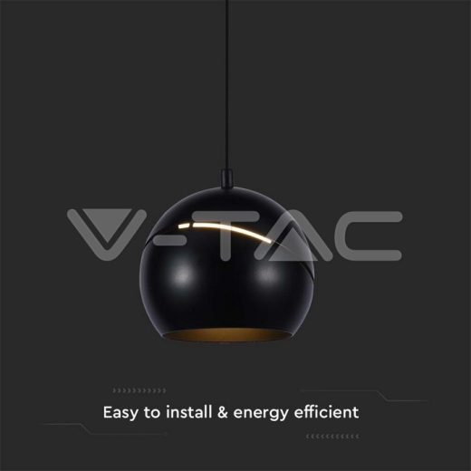 8.5W LED Hanging Lamp Φ180 Adjustable Wire Touch On/Of Black Body 3000K - 2