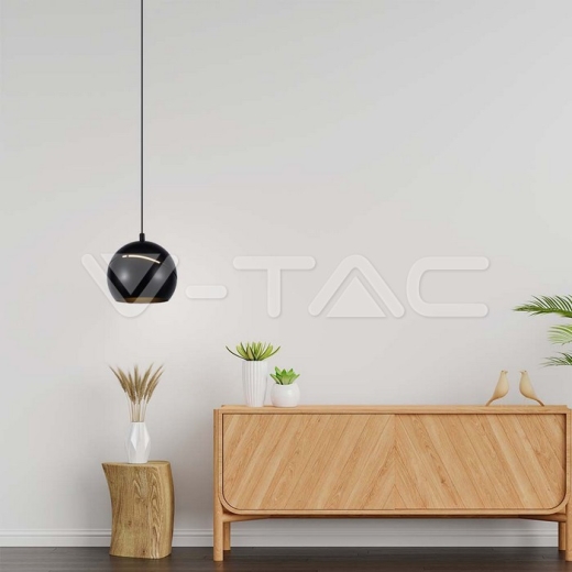 8.5W LED Hanging Lamp Φ180 Adjustable Wire Touch On/Of Black Body 3000K - 7