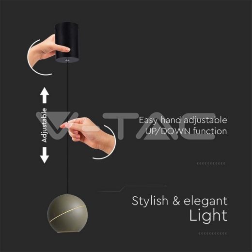 8.5W LED Hanging Lamp Φ180 Adjustable Wire Touch On/Of Gold Body 3000K - 3