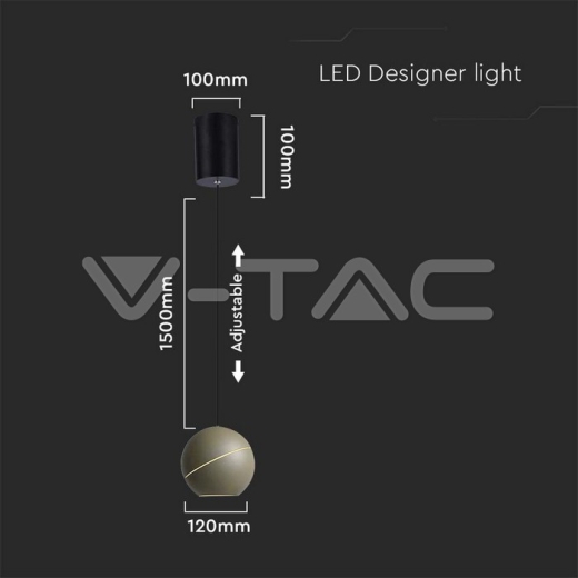 8.5W LED Hanging Lamp Φ180 Adjustable Wire Touch On/Of Gold Body 3000K - 6