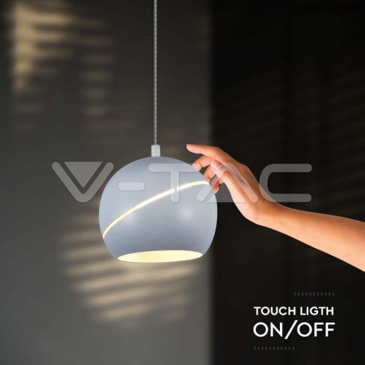 8.5W LED Hanging Lamp Φ180 Adjustable Wire Touch On/Of White Body 3000K - 5