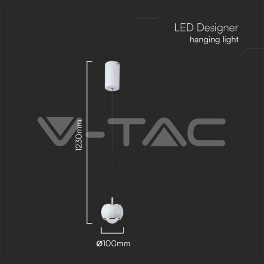 9W LED Designer Hanging Lamp (10*10*100cm) White 3000K - 5