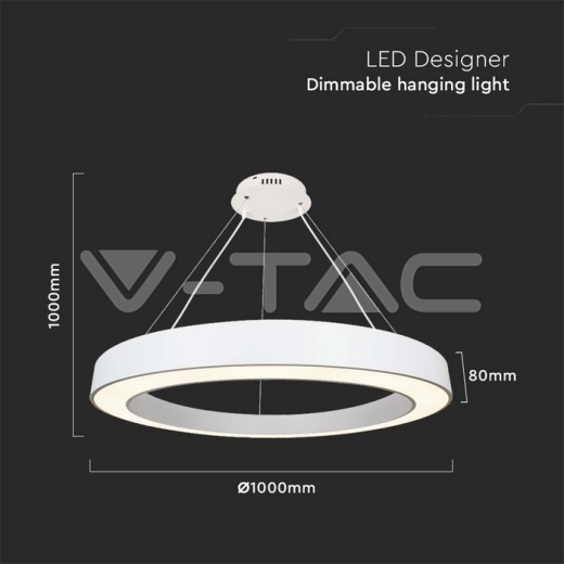 90W LED Designer Hanging Light Triac Dimmable 4000K White - 6