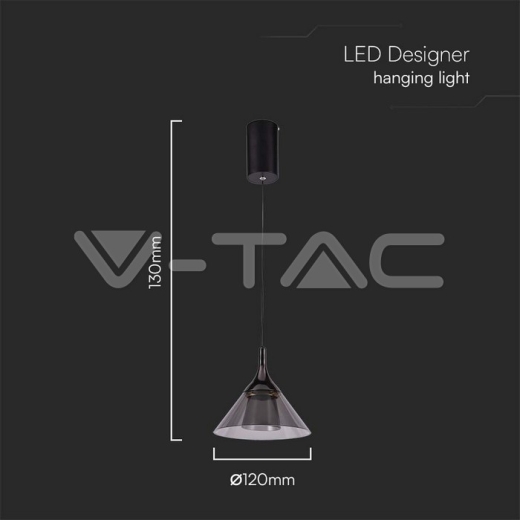 9W LED Designer Hanging Lamp (19.5*17.5*100CM) Black 4000K - 5