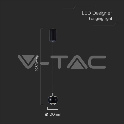 Lámpara colgante LED de diseño 9W (10*10*100cm) negra 3000K - 5