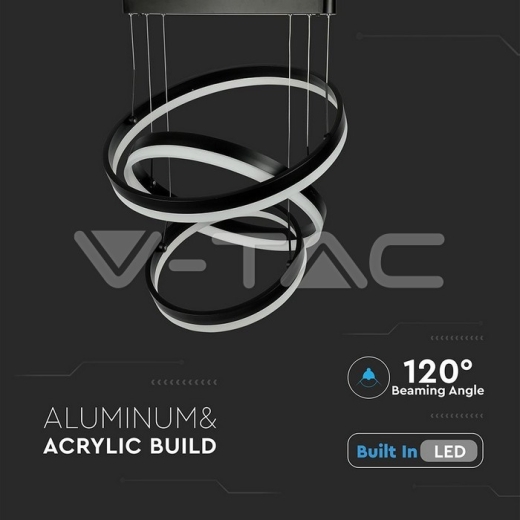 86W Soft Light Chandelier Dimmable Black 3000K - 2