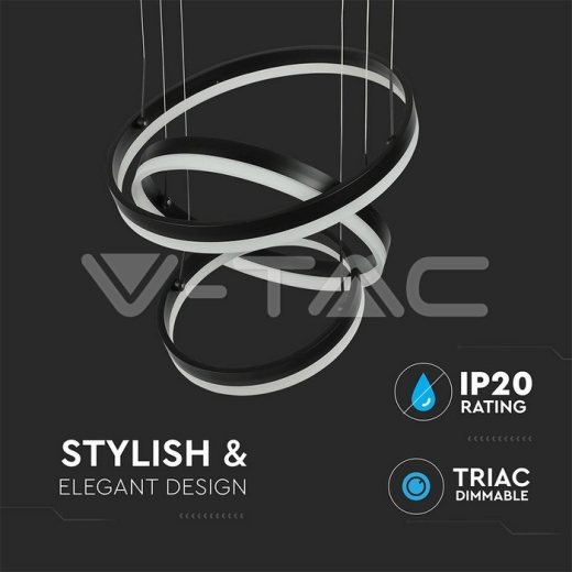 86W Soft Light Chandelier Dimmable Black 3000K - 3